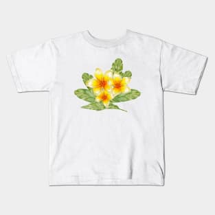 Plumeria flowers and banana leaves Kids T-Shirt